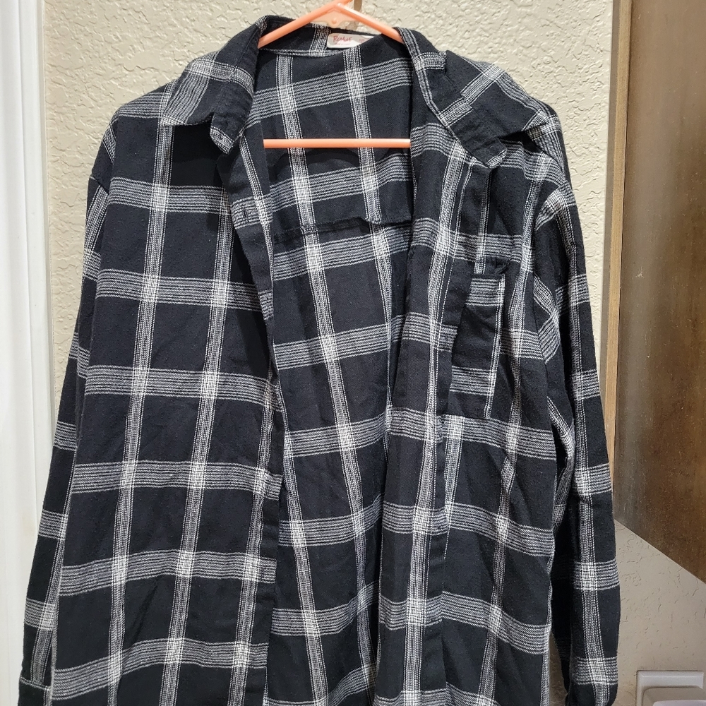 Black and white oversized flannel